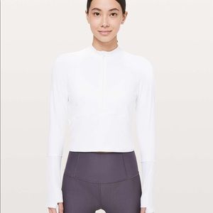 Lululemon Half Zip Crop Long Sleeve Rulu White Size 6